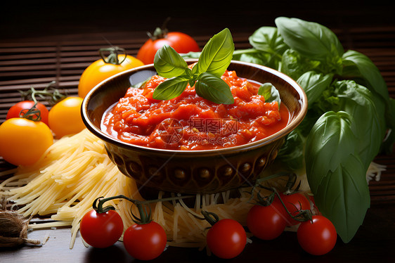 碗中鲜美的番茄意面图片
