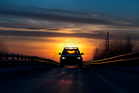 一辆车驶过道路背景