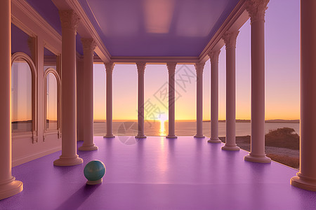 日落拱门柱和门廊全景图片