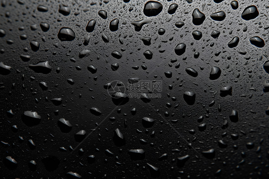 黑色玻璃上的雨滴图片