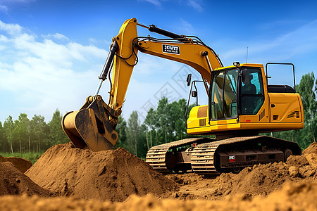 建筑工地的挖掘机背景图片