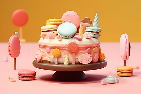 梦幻马卡龙蛋糕享受迷人的马卡龙甜点背景