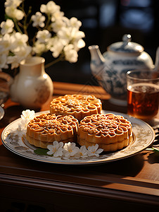 精致美味的月饼背景图片