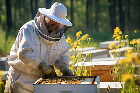 工作的养蜂人高清图片