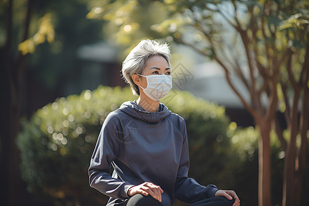 戴口罩运动的年轻女性背景图片