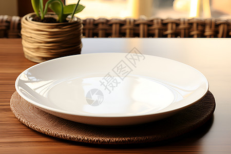 桌上的陶瓷盘子图片