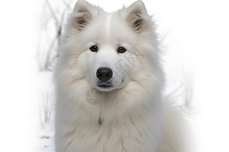 白毛撒摩耶犬图片