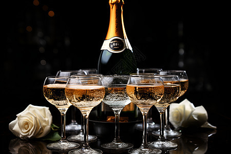 宴会上的香槟酒杯图片