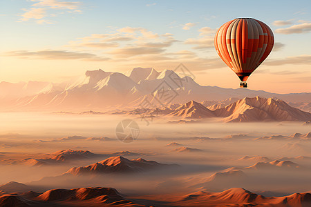 沙漠上热气球风景优美的沙漠景观背景