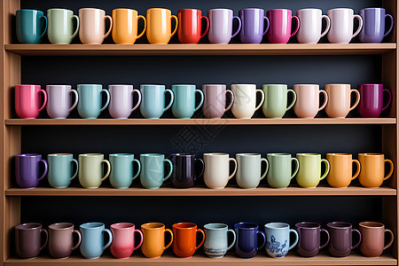 排列整齐的彩色杯子图片