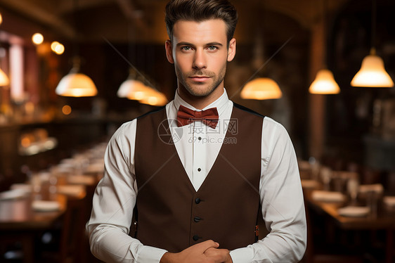 餐厅中的服务员图片