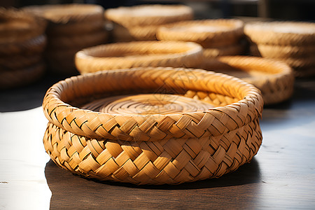 乡村手工编织篮子背景图片