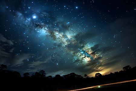 夜晚天空中的银河星体图片
