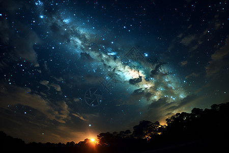 浩瀚的夜晚星空景观背景图片