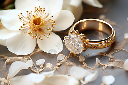 钻石戒指浪漫幸福的婚礼对戒背景