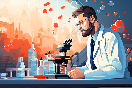 观察实验反应的科学家图片