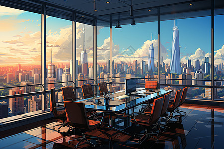 现代企业的会议室背景图片