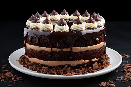 新鲜烘焙的巧克力奶油蛋糕背景图片