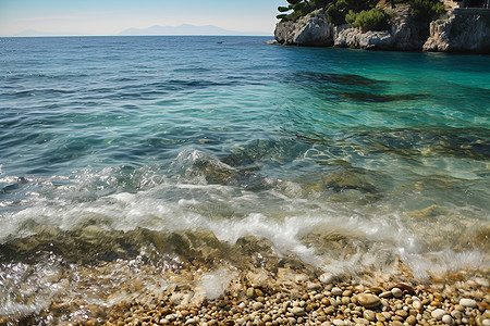 夏季热带度假海滩的美丽景观图片