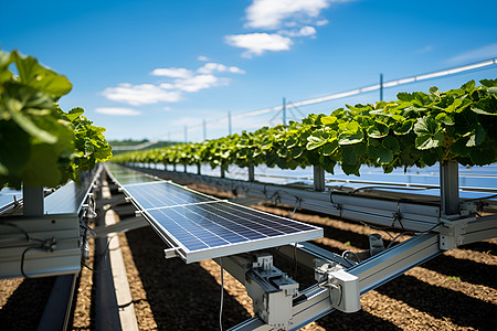 科技创新素材未来绿色农田中的新能源设备背景