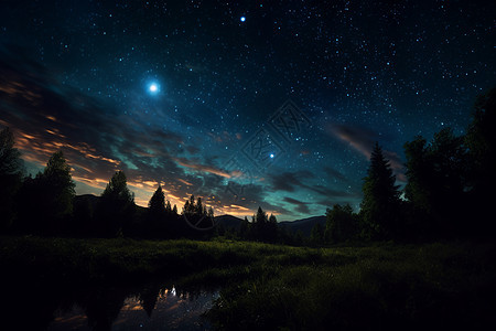 夜晚璀璨的星空景观背景图片