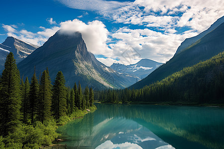 风景优美的山川湖泊景观背景图片