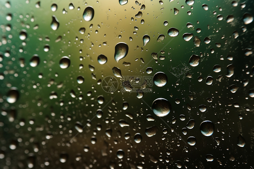 下雨天雨滴滑落玻璃图片