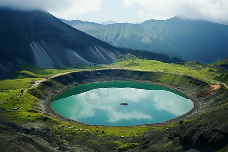 壮观的山谷火山口景观图片