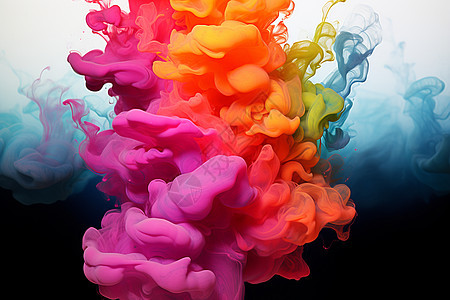 水中流动的彩色水墨图片