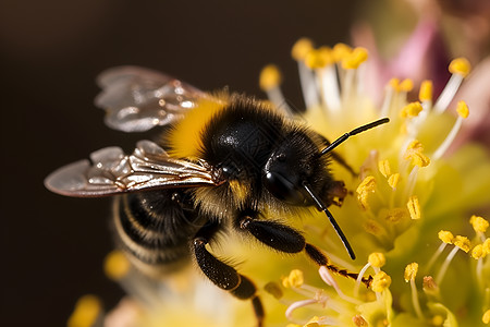 蜜蜂吮吸花蜜图片