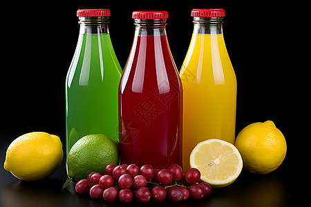 果汁的艳丽三色组合图片