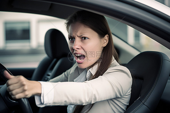愤怒开车的女性司机图片