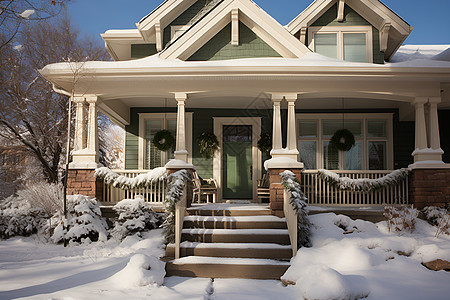白雪皑皑的房屋住宅建筑图片