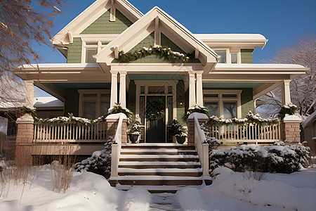 冬季白雪覆盖的房屋住宅建筑图片
