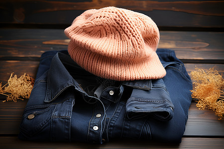 冬季时尚帽子和夹克图片