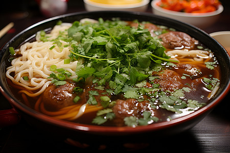 餐桌上的牛肉面背景图片