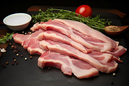 厨房新鲜的猪肉图片
