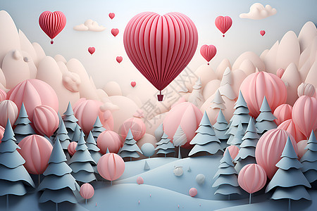 梦幻的粉色气球图片