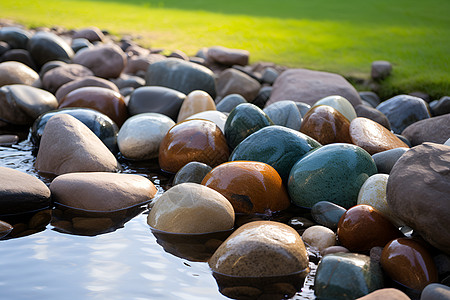 小溪的鹅卵石背景图片