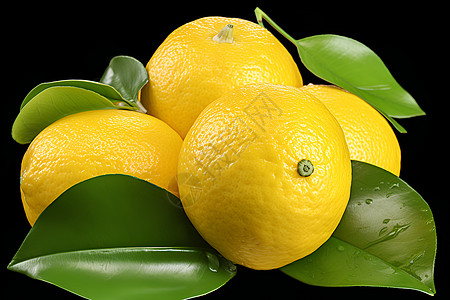 新鲜柠檬绿叶伴随图片