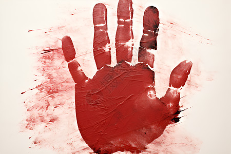手掌的红色油墨印记图片