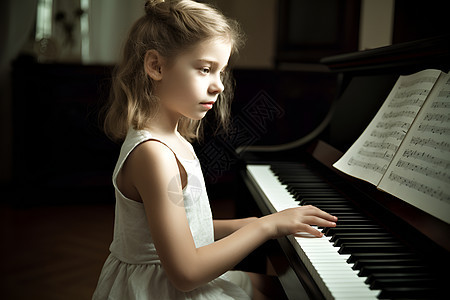 弹奏钢琴的小女孩图片