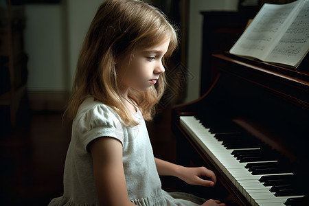 女孩演奏钢琴图片