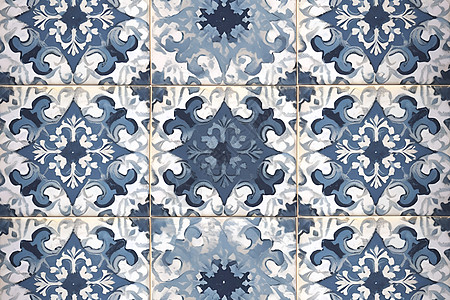 蓝白色瓷砖的摩洛哥风格装饰图片