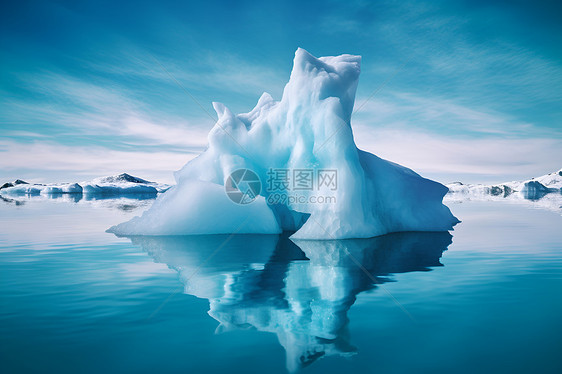 巨大的冰山在湖中漂浮图片