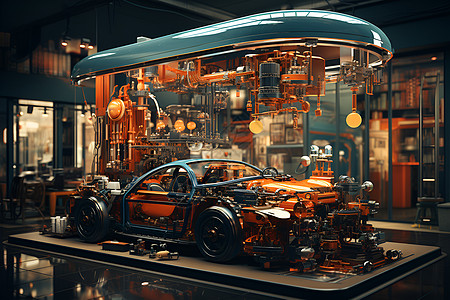 修车厂里的汽车背景图片