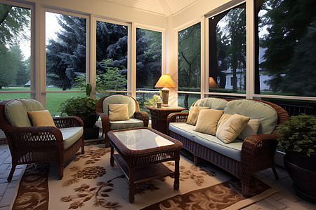 美式风格的室内家居装修场景背景图片
