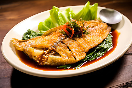 泰式海鲈鱼菜肴图片