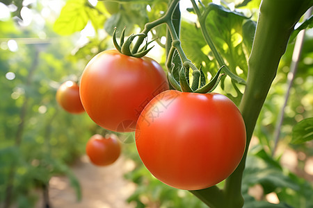 番茄丛中成长的番茄背景图片