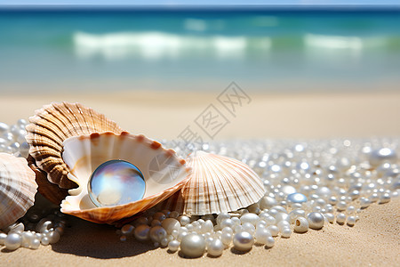 海滩上的贝壳和珍珠图片